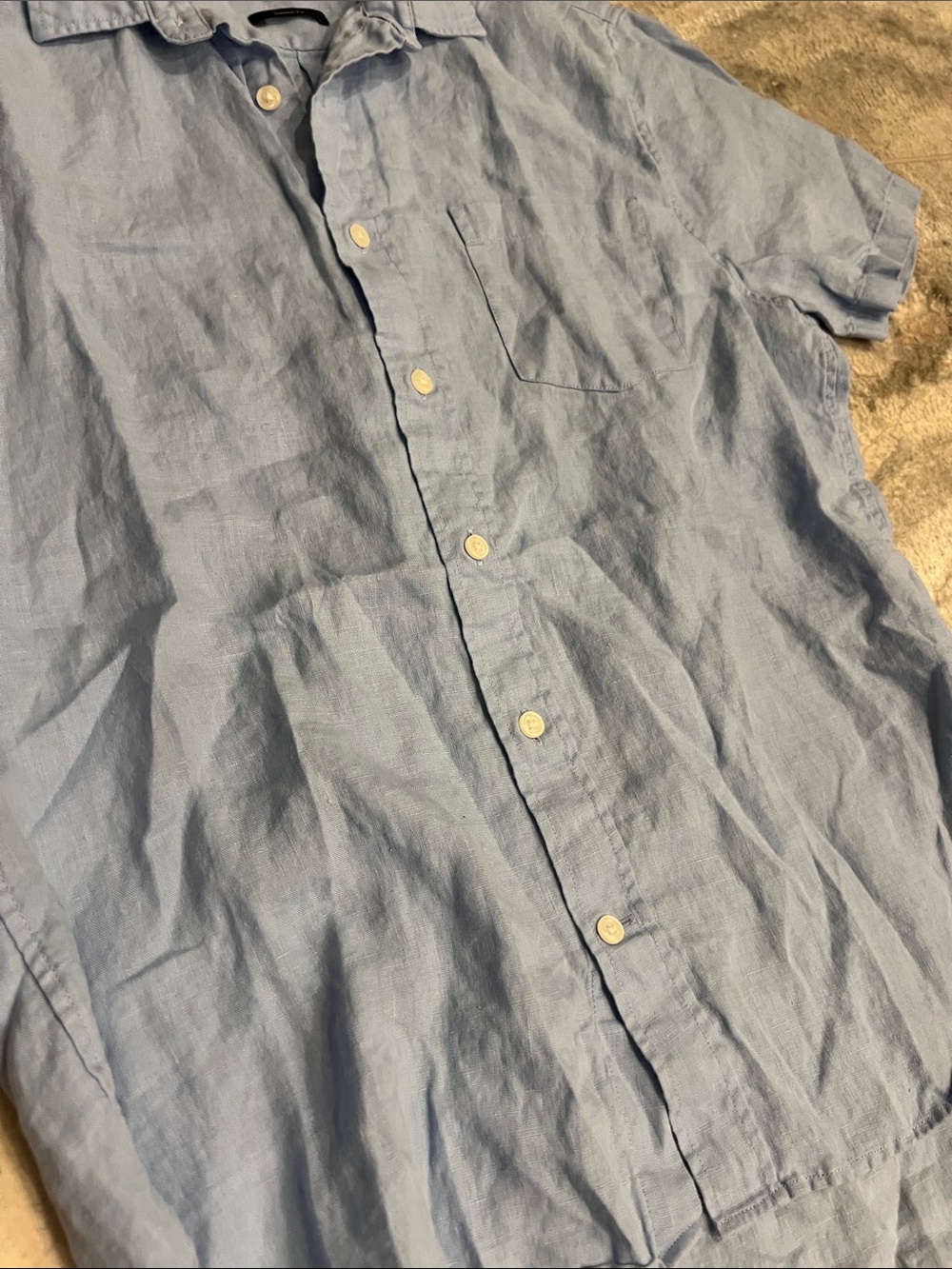Vince Light Blue Short-Sleeve Button-Down Shirt - Picture 3 of 5